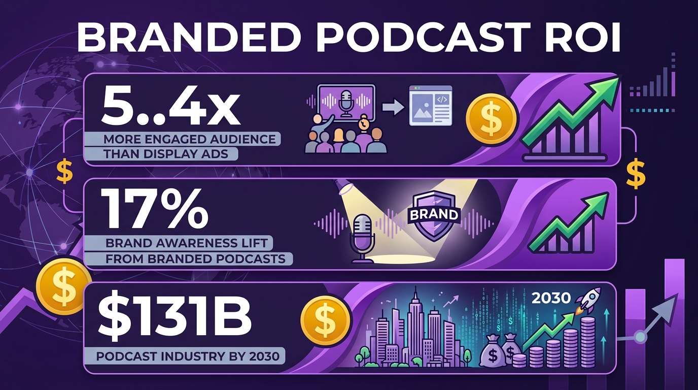 Branded podcast ROI statistics for businesses