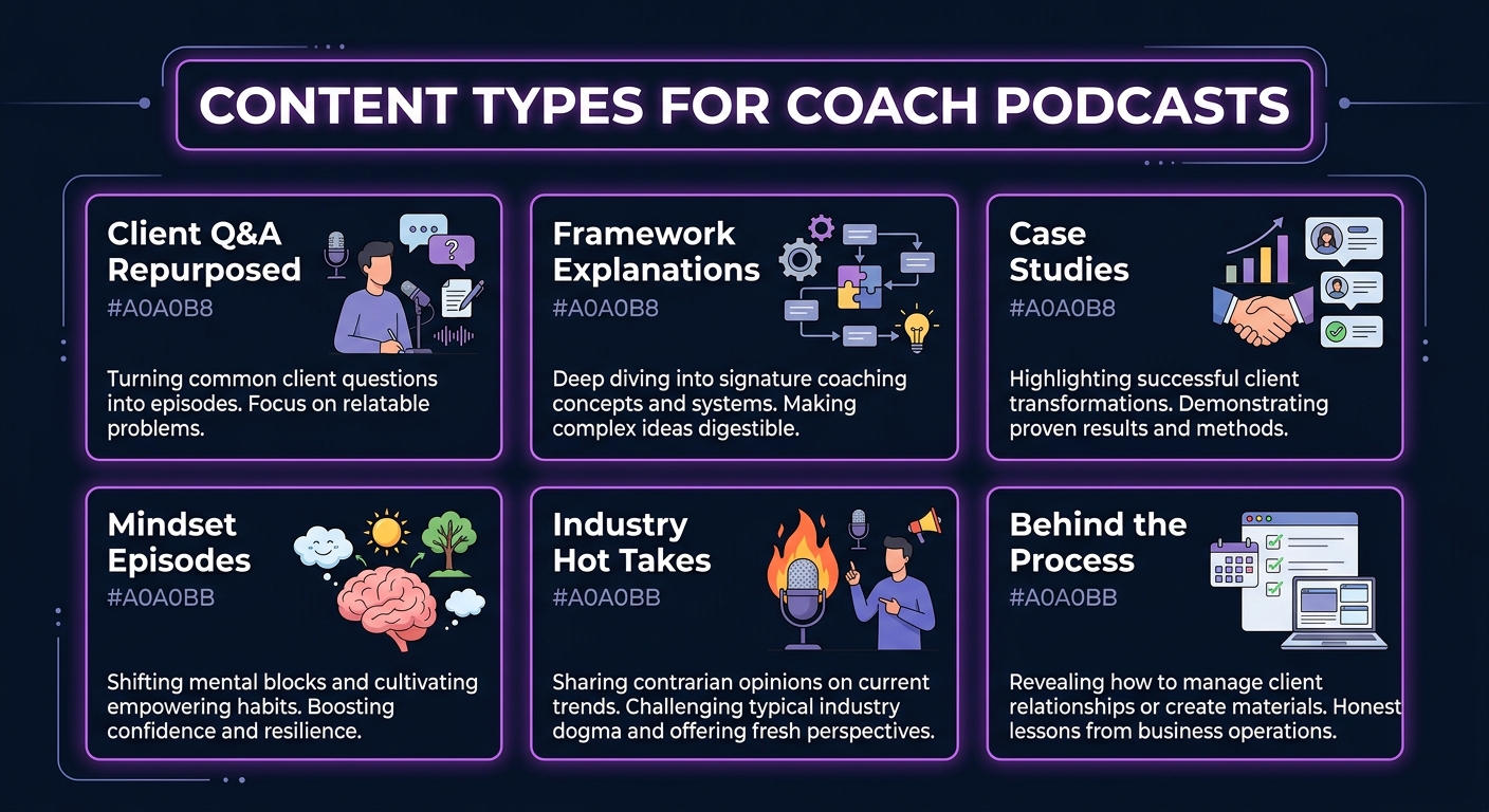 Six content types for coach and consultant podcasts