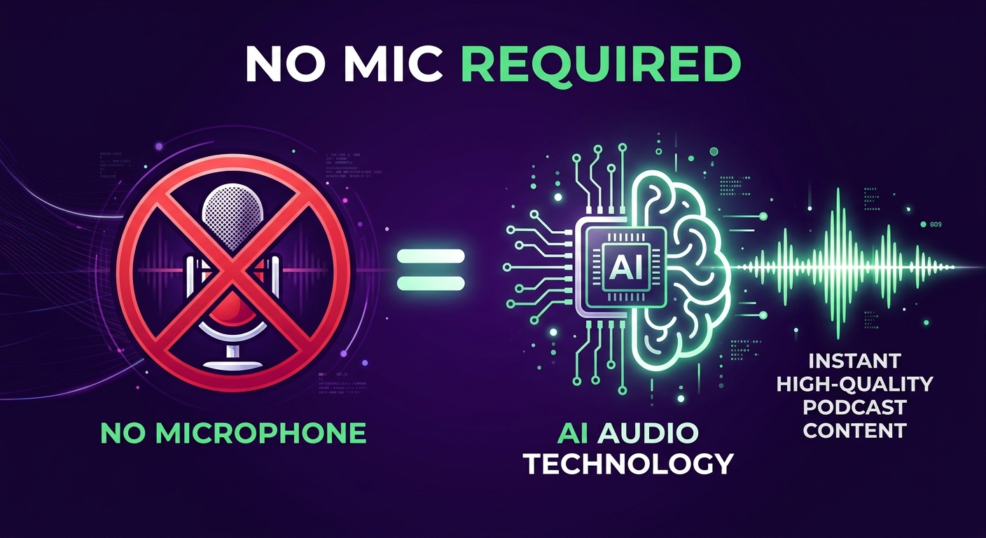 Illustration showing AI replaces microphone for podcast creation